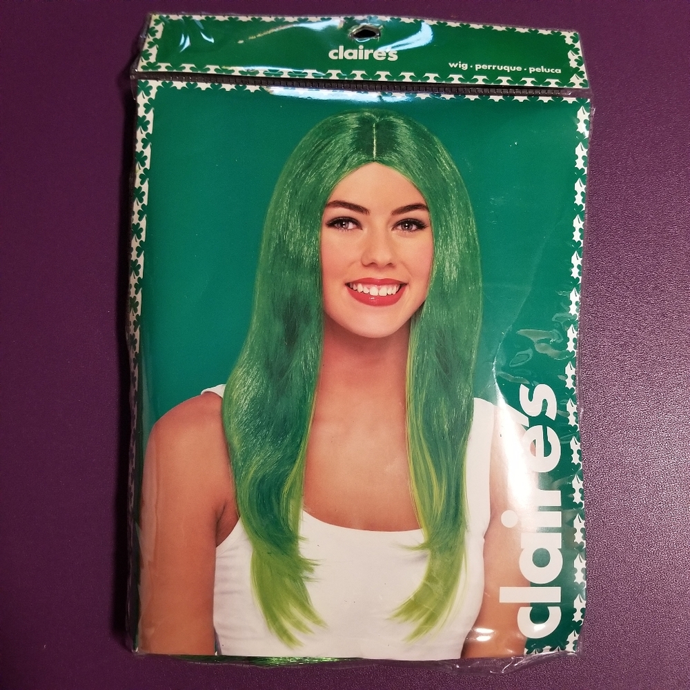 Green long wig ombre 2 tone